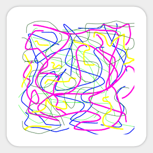 Random colorful lines in greens purple blue and yellow Sticker